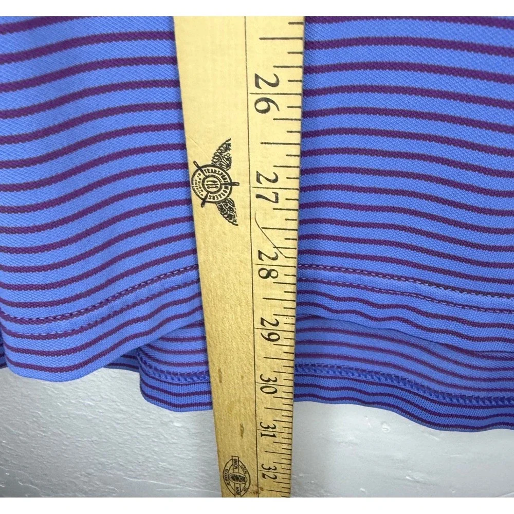 Peter Millar Polo Shirt Mens XXL Blue Purple Excellent Striped Summer Comfort‎